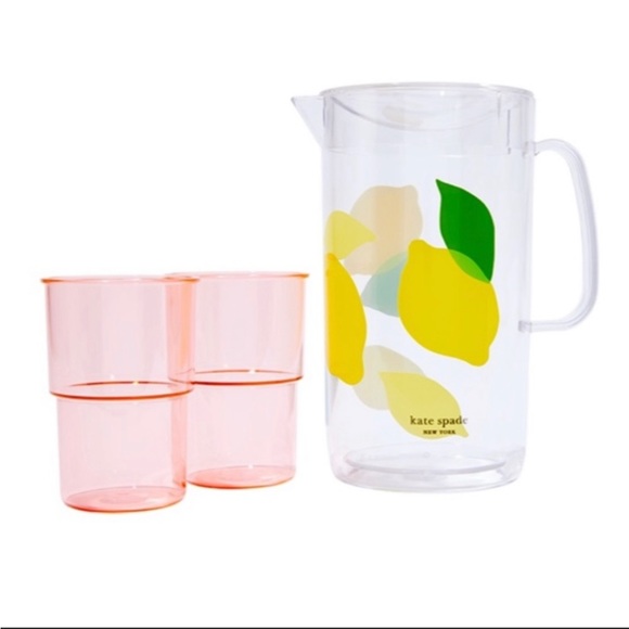 New in Box - unopened Kate Spade New York Lemonade Pitcher & Set of 2 Cups - Picture 1 of 9